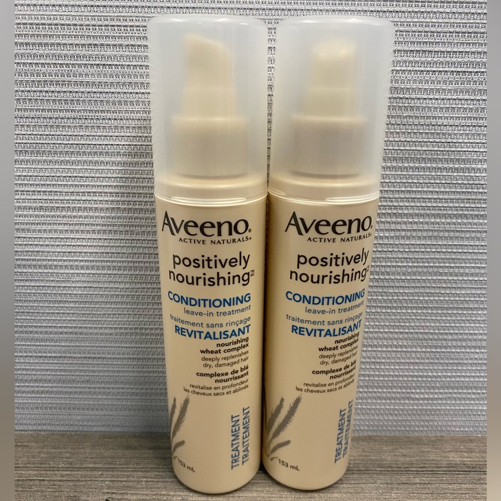 TWO Aveeno Conditioning Positively Nourishing Leave In Hair Treatment 5.1 oz